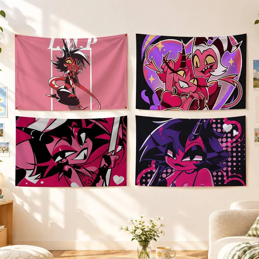 H-Helluva Boss Millie Flags Wall Hanging Background Art Banner for Bedroom Home Outdoor Decor