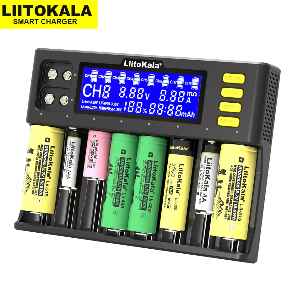 LiitoKala Lii-S12 Lii-S8 Lii-PD4 Lii-PD2 Lii-500S 3.7V 18650 18350 Battery Charger Auto-Polarity Detect 26650 21700 1.2V AA AAA