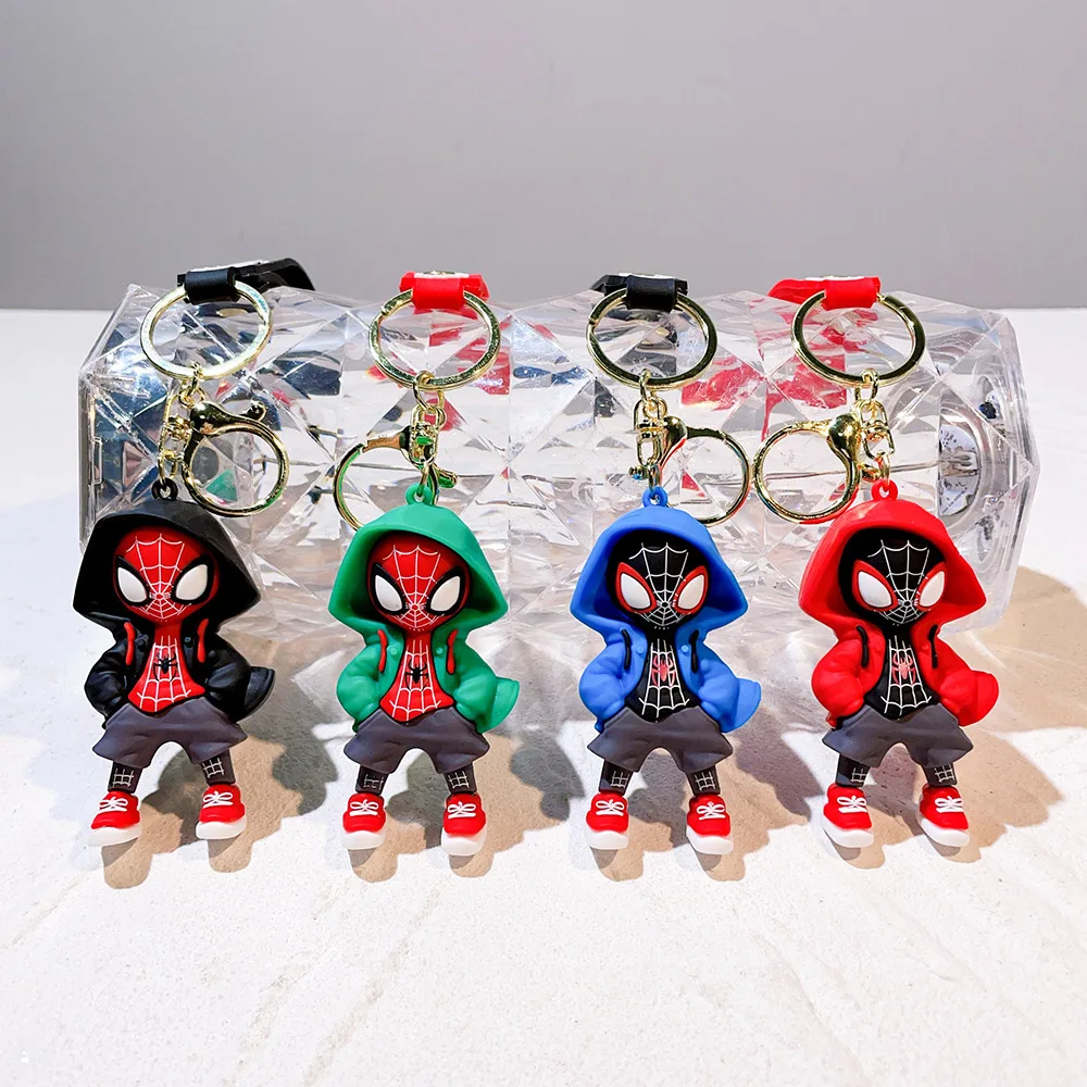 Llaveros de Silicona de Spiderman de Dibujos Animados, Colgantes de Superhéroes de Marvel, Joyería, Llavero de Disney para Accesorios de Bolsos, Regalo de Navidad