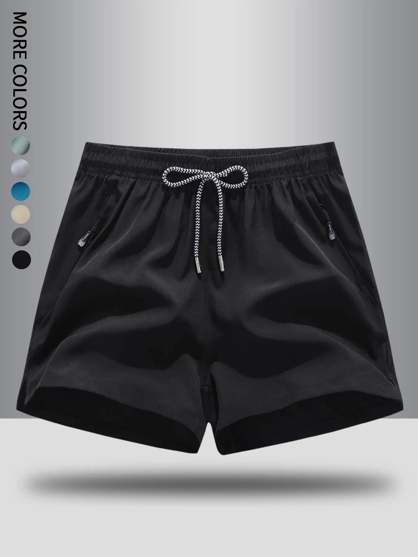 

Men's Sports Woven Shorts with Drawstrings and Elastic Trousers, Quick-Drying, Breathable, Summer Sports Shorts with Zipper Pockets, Slightly Elastic, Loose Style, Suitable for Running, Hiking, Beach and Casual Wear