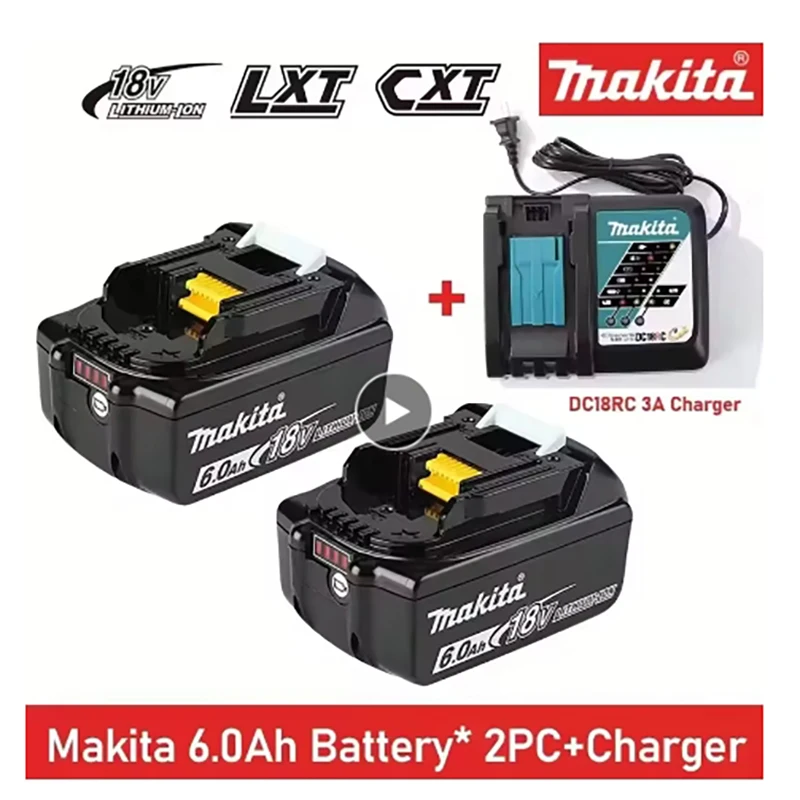 

Original For Makita 18V 6000mAh 6.0Ah Rechargeable Power Tools Battery with LED Li-ion Replacement LXT BL1860B BL1860 BL1850