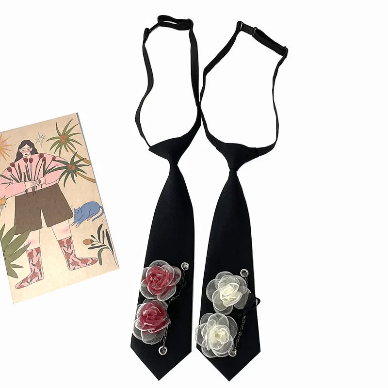 

Темный персонализированный галстук ручной работы с цветочным узором, универсальный для мужчин и женщин, маленький галстук