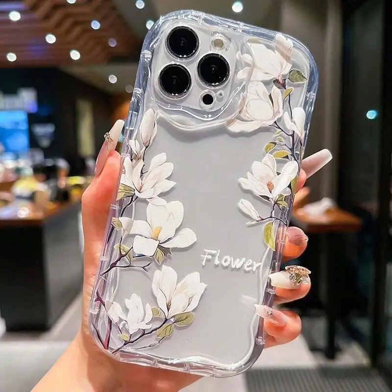 Fresh Clear White Flower Case for OPPO Reno 11 5G 11F Reno 7 4G 8 11 Pro 8T Reno 5 6 Lite 4 6 A38 A18 A58 A78 A79 A98 Wave Funda