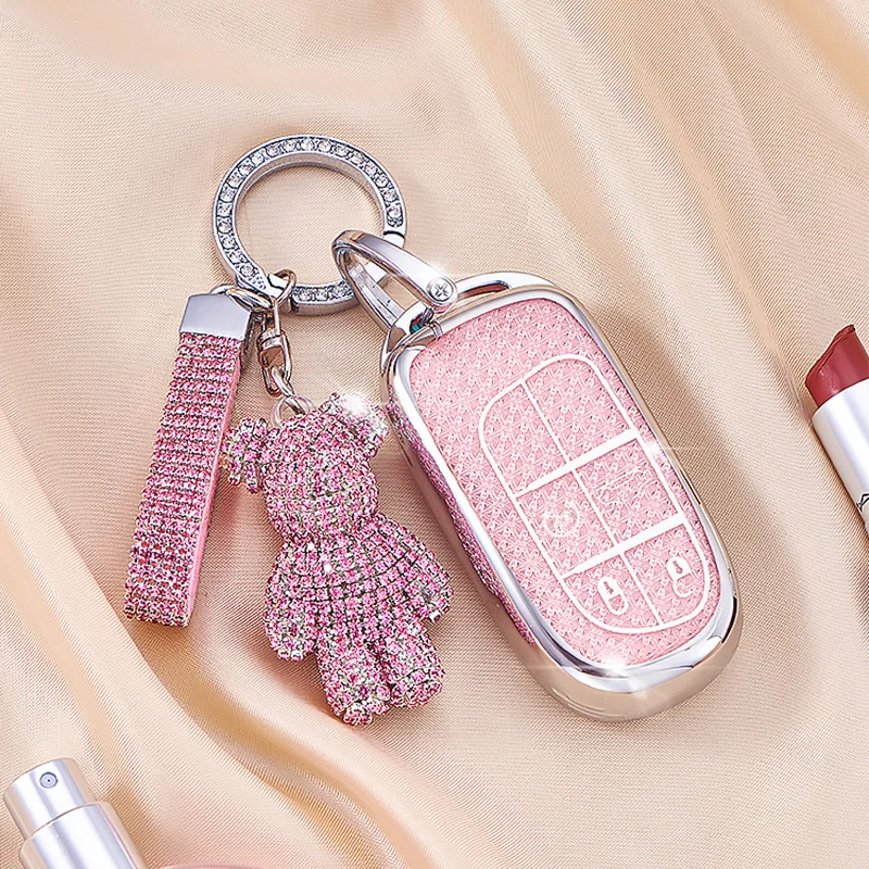 Female Key Case for Jeep Renegade Grand Cherokee Dodge Ram Charger 1500 Challenger Chrysler 300C Journey Remote Car Key Cover