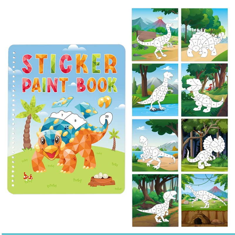 1PCS Sticker Book Crafts for Kids Ages 4-8, Sticker by Number for brain games,Gifts,Travel Toy