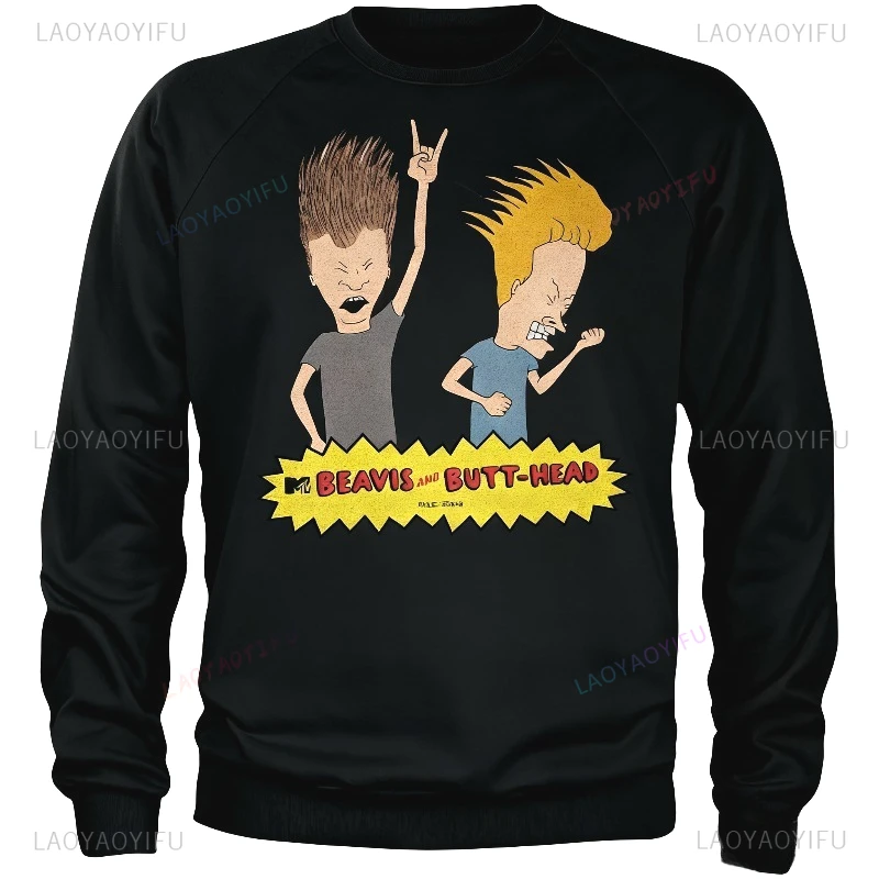 سترة Beavis and Butt-Head مرخصة رسميًا بقلنسوة ملحمية Beavis and Butthead ملابس مضحكة قميص حراري برسومات جرافيك