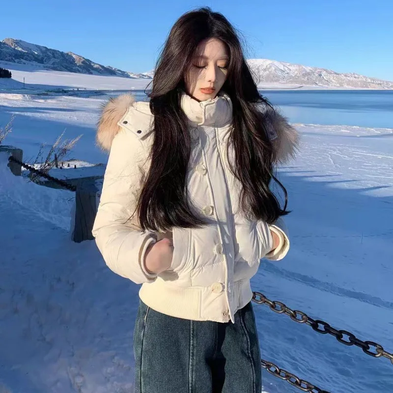 

Зимний короткий стильный пуховик для девочек, короткая куртка на хлопковой подкладке, сохраняет тепло, утепленное пальто, куртка на флисовой подкладке, парка в консервативном стиле