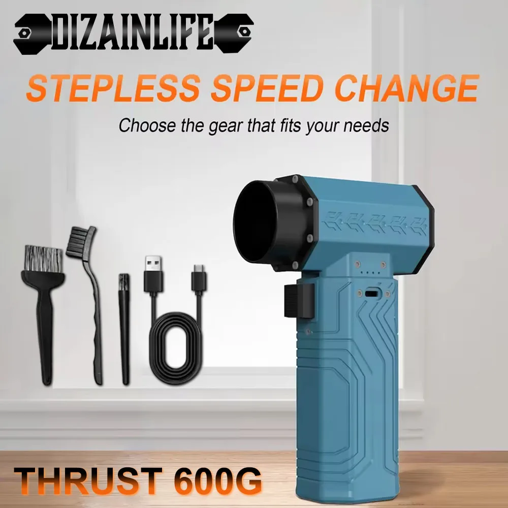 

Stepless Speed Regulation Air Blower Mini Turbo Jet Fan 600g Thrust 70m/s High Speed Brushless Duster Leaf Removal Dryer Tools