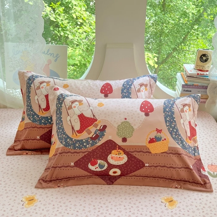 Single Oversized Cartoon Single Layer Pillow Case Bright Pattern Pillow Sleeve for Dorm Household Pillow Inner Encasement