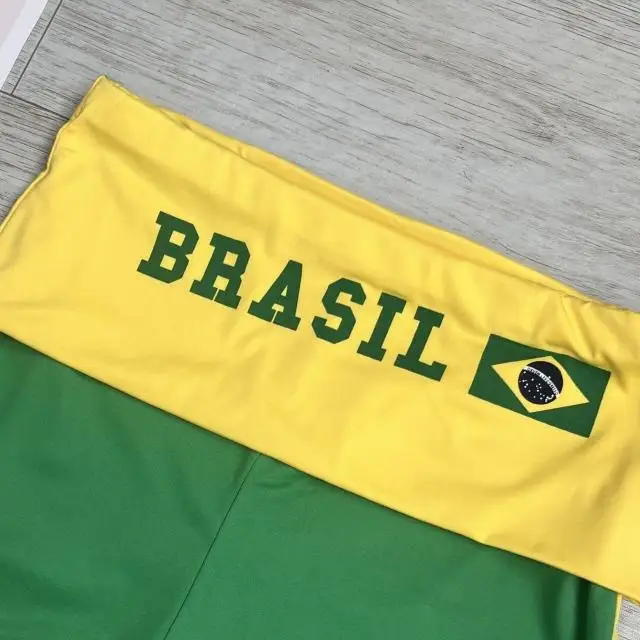 New Vacation Style Women Yellow Brazil Embroidery Casual High Waist ElasticPersonality Sexy Spice Girl Minimalist Style Short