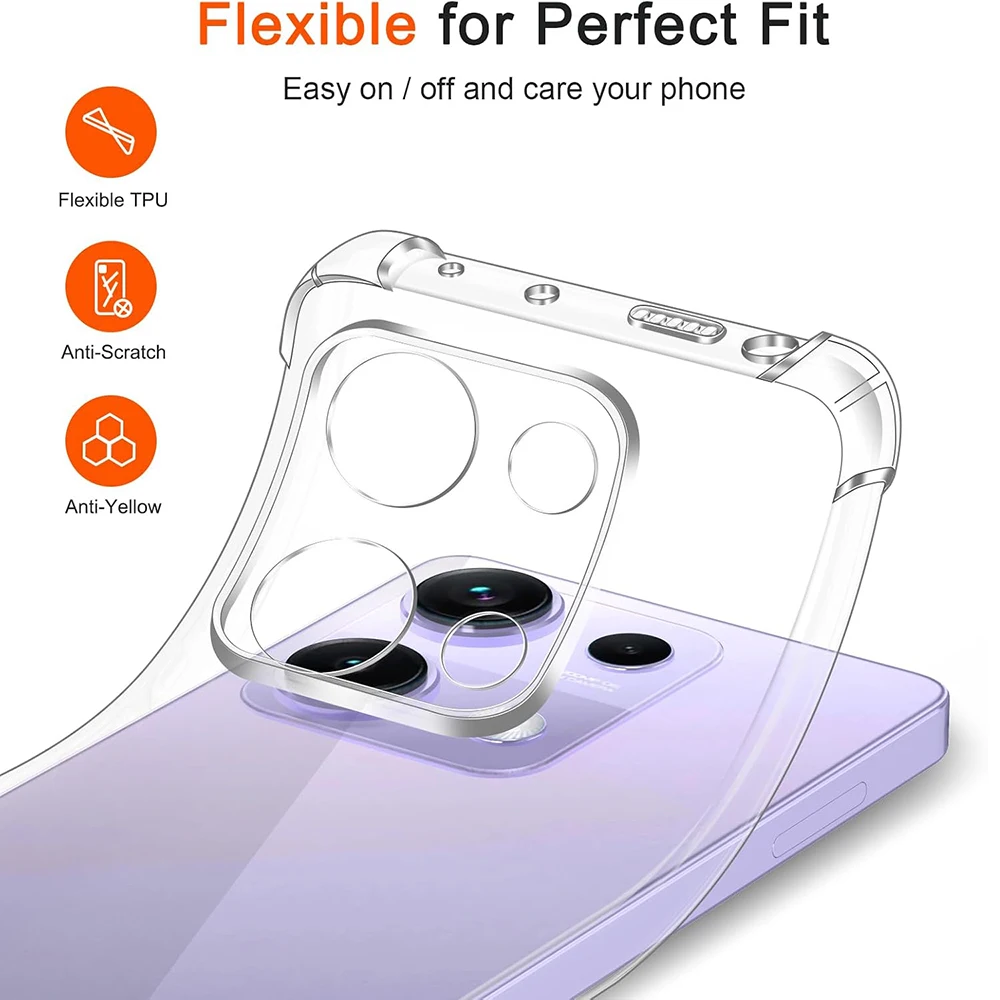 Силиконовый мягкий противоударный чехол для Xiaomi Redmi Note 14 14S 13 12 12S 12T 11 11S 11T 10 10S Pro Plus Max ультратонкий прозрачный чехол