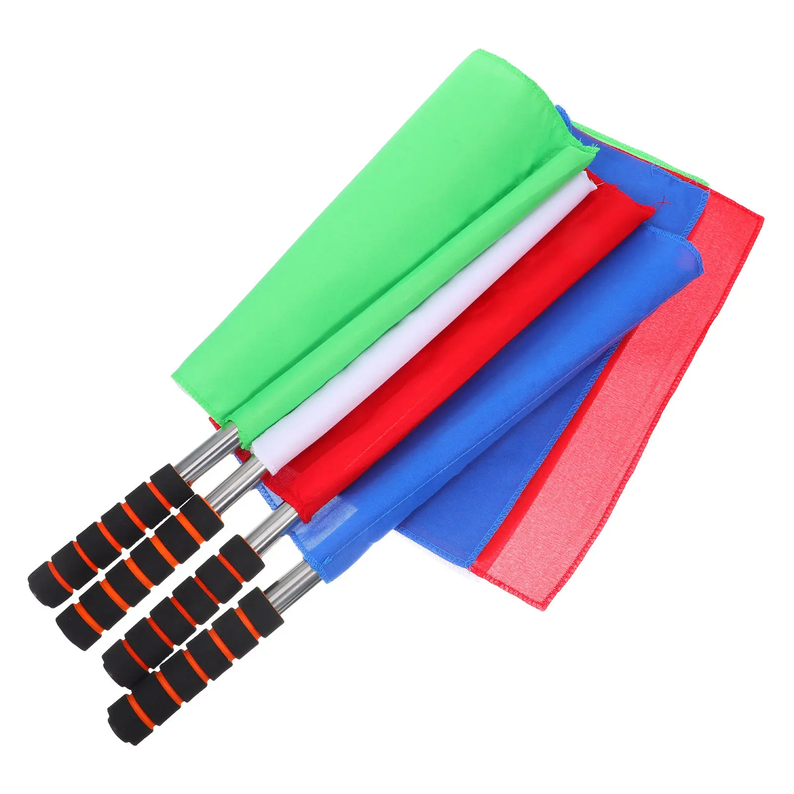 4Pcs Competition Referee Flags Sturdy Fabric Stainless Steel Sponge Handle Sports Signal Flags Soccer Volleyball Track