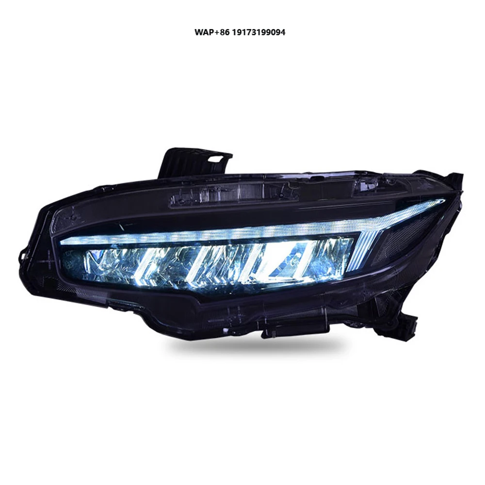 

Автомобильные фары для Honda Civic X (10-е поколение, 2016-2021) LED, для хэтчбеков и седанов, в сборе, обновленный дизайн «Крыло дракона», аксессуары для ламп