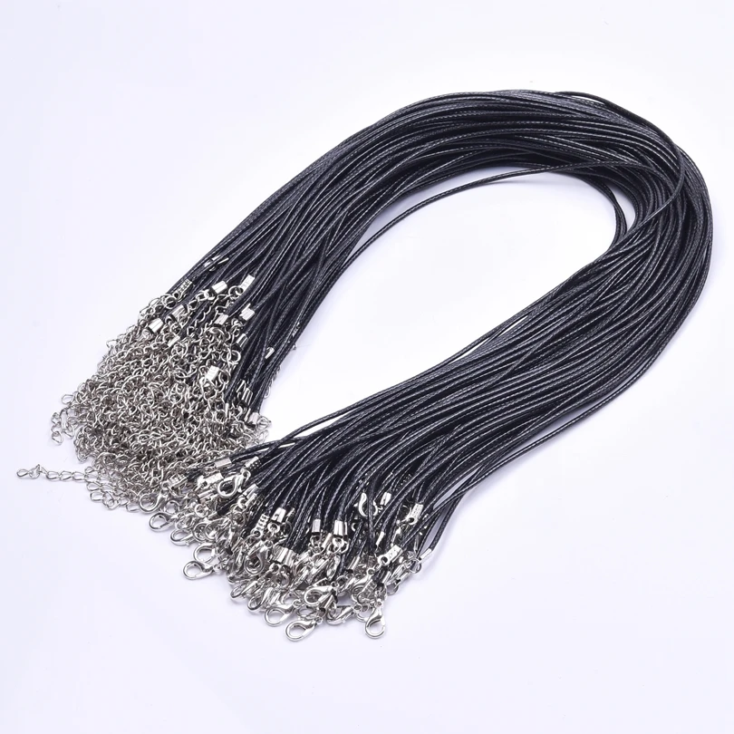 Wholesale Braided Rope Chain Black Leather Rope Handmade Necklaces For Women Men Jewelry Neck Decor Lobster Clasp String Cord