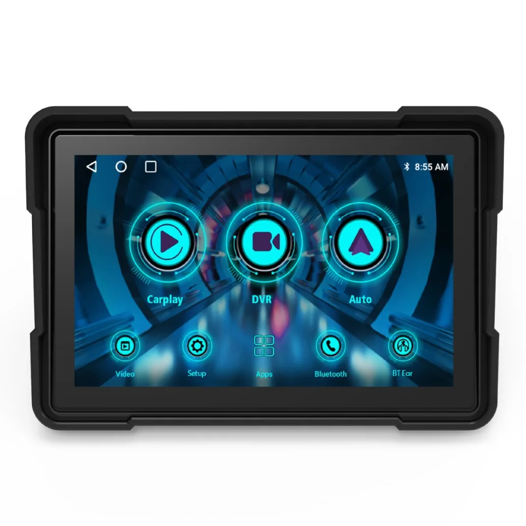5inch Linux touchscreen motorcycle Waterproof Bluetooth wireless CarPlay & Android auto with 2-CH 1080P DVR support MOTO TPMS