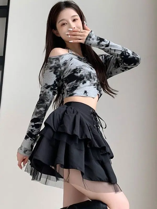 

Bla Y2K Spicy Girl Bow Tie Cake Skirt Women's Winter New Design High Waist A-Line Skirt Casual Sle Spring 2026