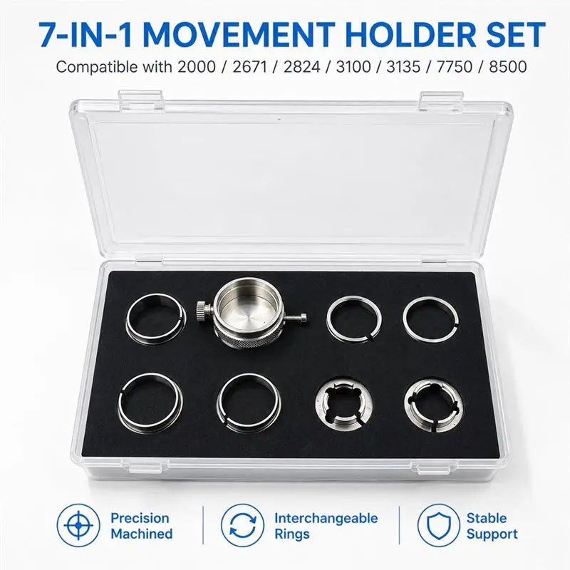 Pro Watch Movement Holder Set For 2000/2671/2824/3100/3135/7750/8500 For Watchmakers, Securing Calibers