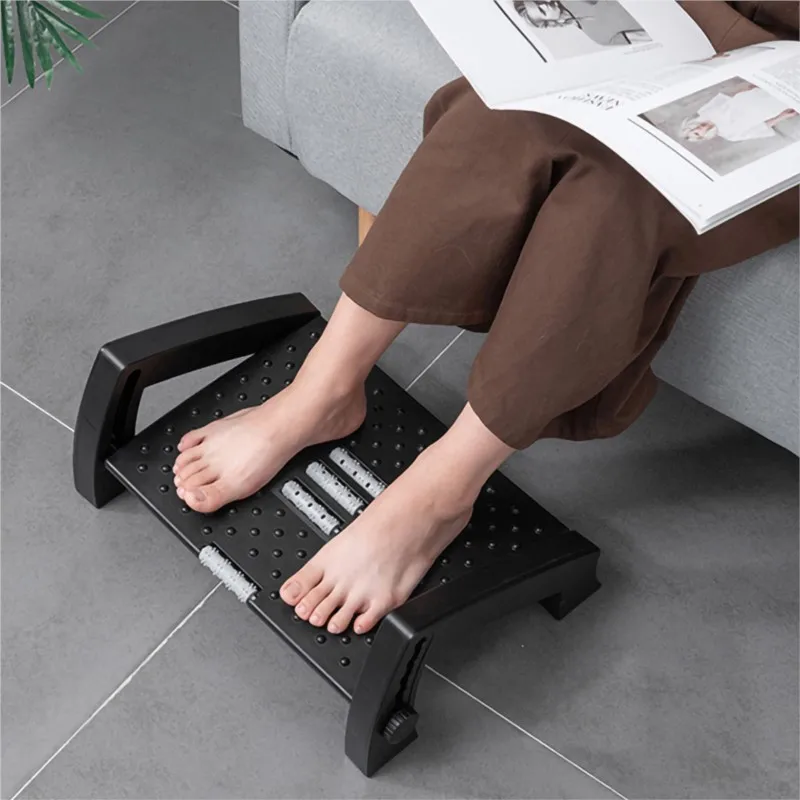 Foot Massage Stool 6 Height Position Adjustable Under Desk Footrest with Massage Surface Improve Blood Circulation Feet Massager