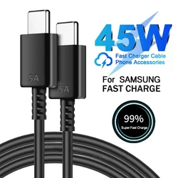 5A 45W PD USB-C Super Fast Charging Type-C Cable For Samsung S21 S22 FE S23 S24 Plus S25 Ultra A14 A15 A33 A34 A53 A54 A55 A71