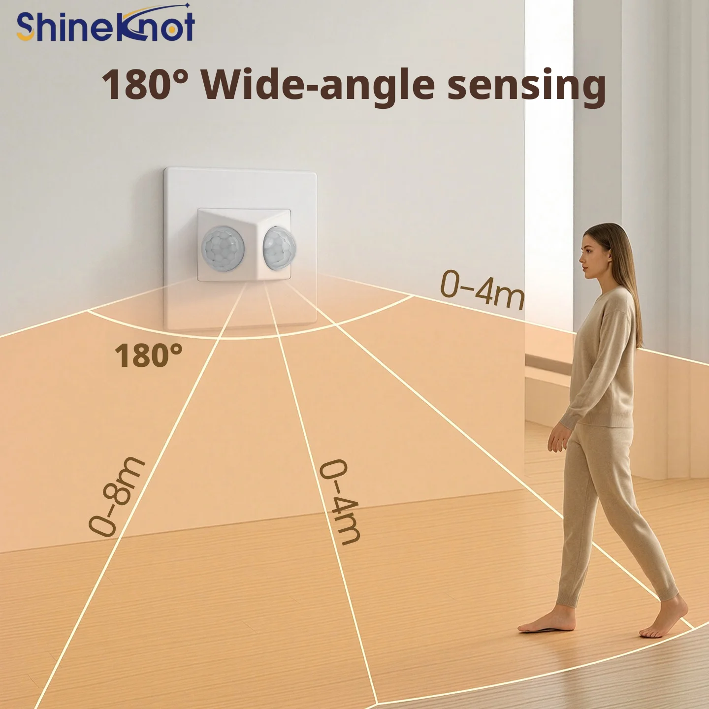 SHINEKNOT Dual Probe Human Infrared Sensing Switch 220v 86 Type Large Wide-Angle Intelligent Sensor With Eight Adjustable Levels