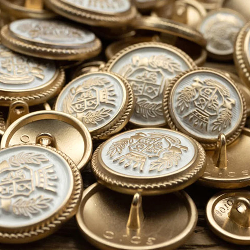 أزرار ذهبية بساق على شكل تاج ، نمط جامعي بريطاني ، معطف ملابس ، ديكور معدني ، إكسسوارات خياطة ، عتيقة ، 10 * #2