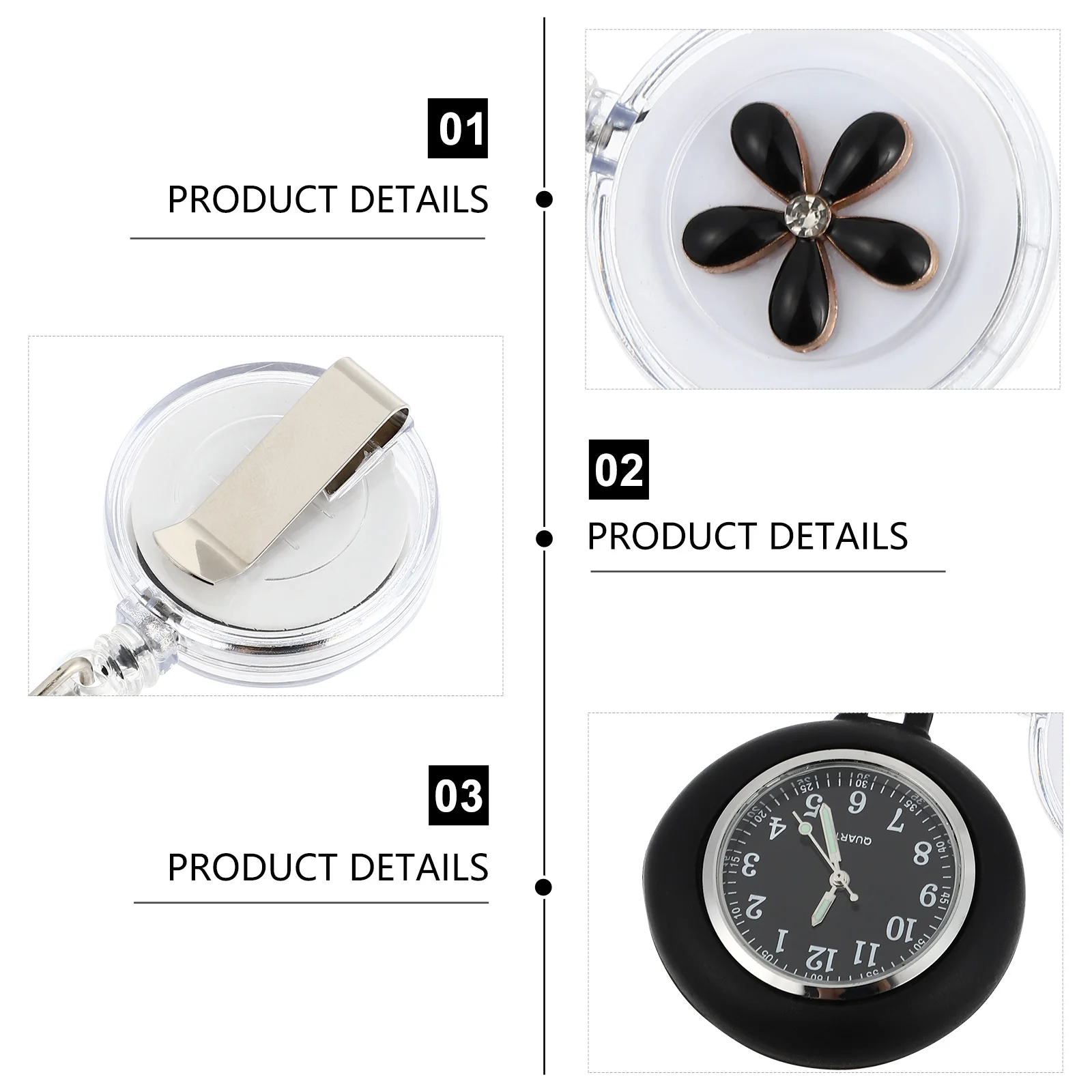 

Stretchable Pocket Watch For Women Flower Pattern Quartz Hanging Watch Vintage Decorative Timepiece Student Nurse Gift