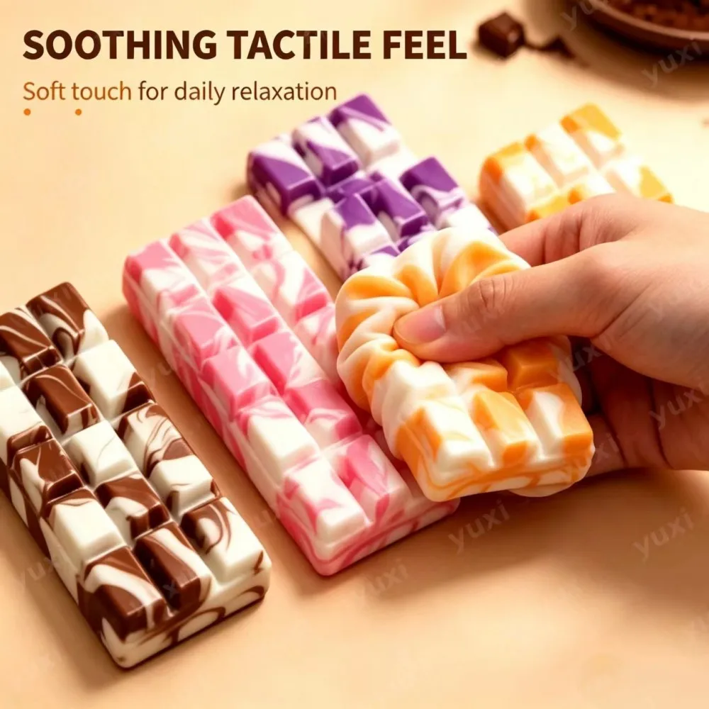 Party Chocolate Squishy Stress Toy, Marble Swirl Slow Rising Fidget Toy, Funny Relax Gift for Boys Girls