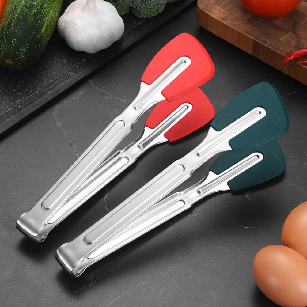 

Stainless Steel Food Tongs Silicone Handle Ergonomic Design Practical Daily Use Outdoor Activities Kitchen Steak Clamp Grilling