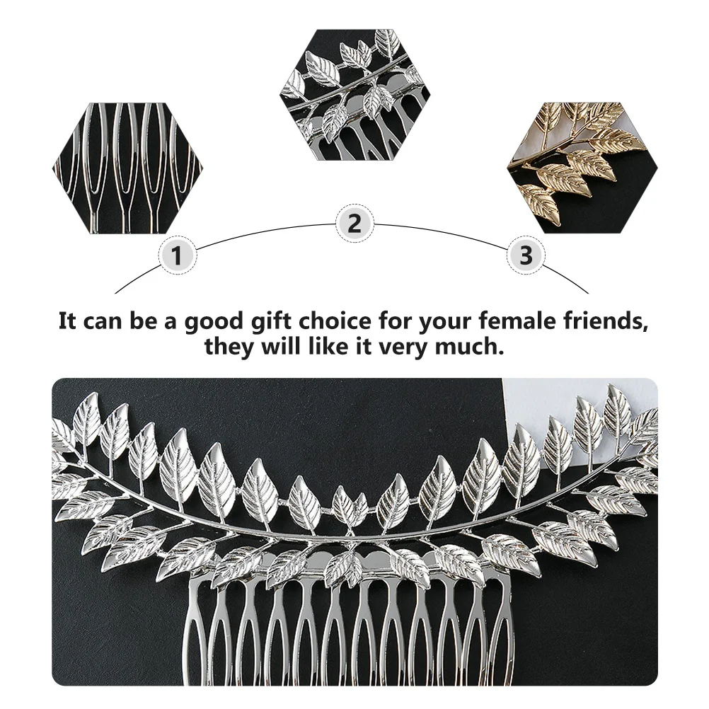 

2Pcs Alloy Hair Combs Leaves Hair Side Clamps Charming Hairpins for Festival Party Fashion Accessory Woman Headdress