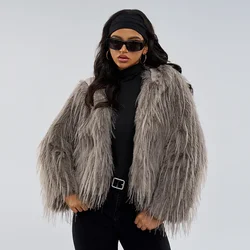 Fashion Warm Fringed Fur Imitation Fur Jacket Women's Urban Trend Hooded Fur Coat for Women