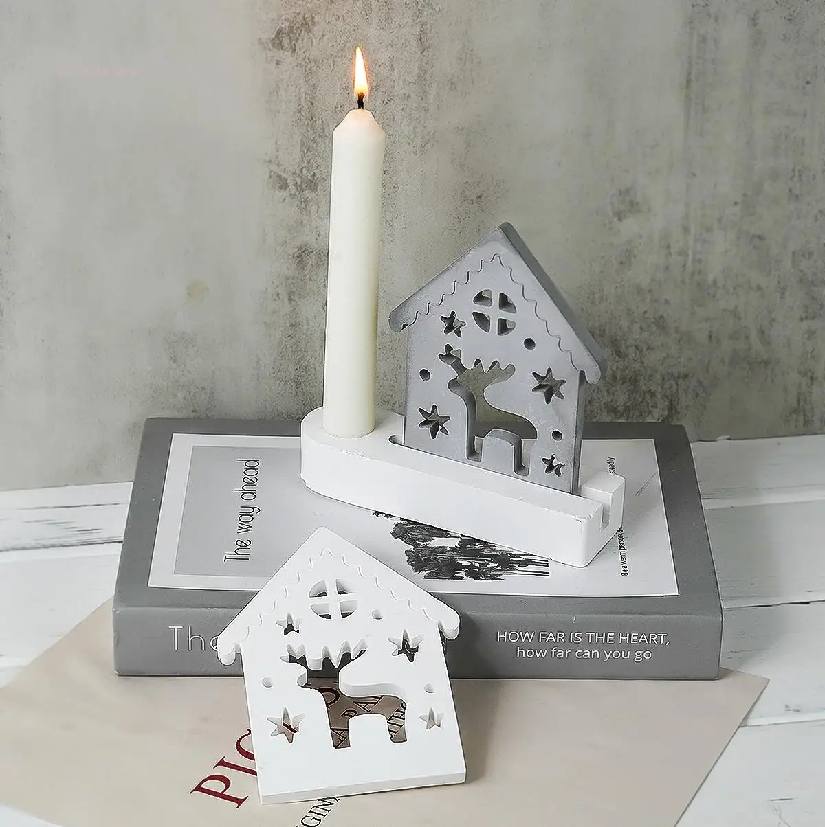 3D Star Elk Candle Holder Molds Handmade Gypsum Cement Ornament House Tea Wax Stand Silicone Mold DIY Creative Craft Decor Tools