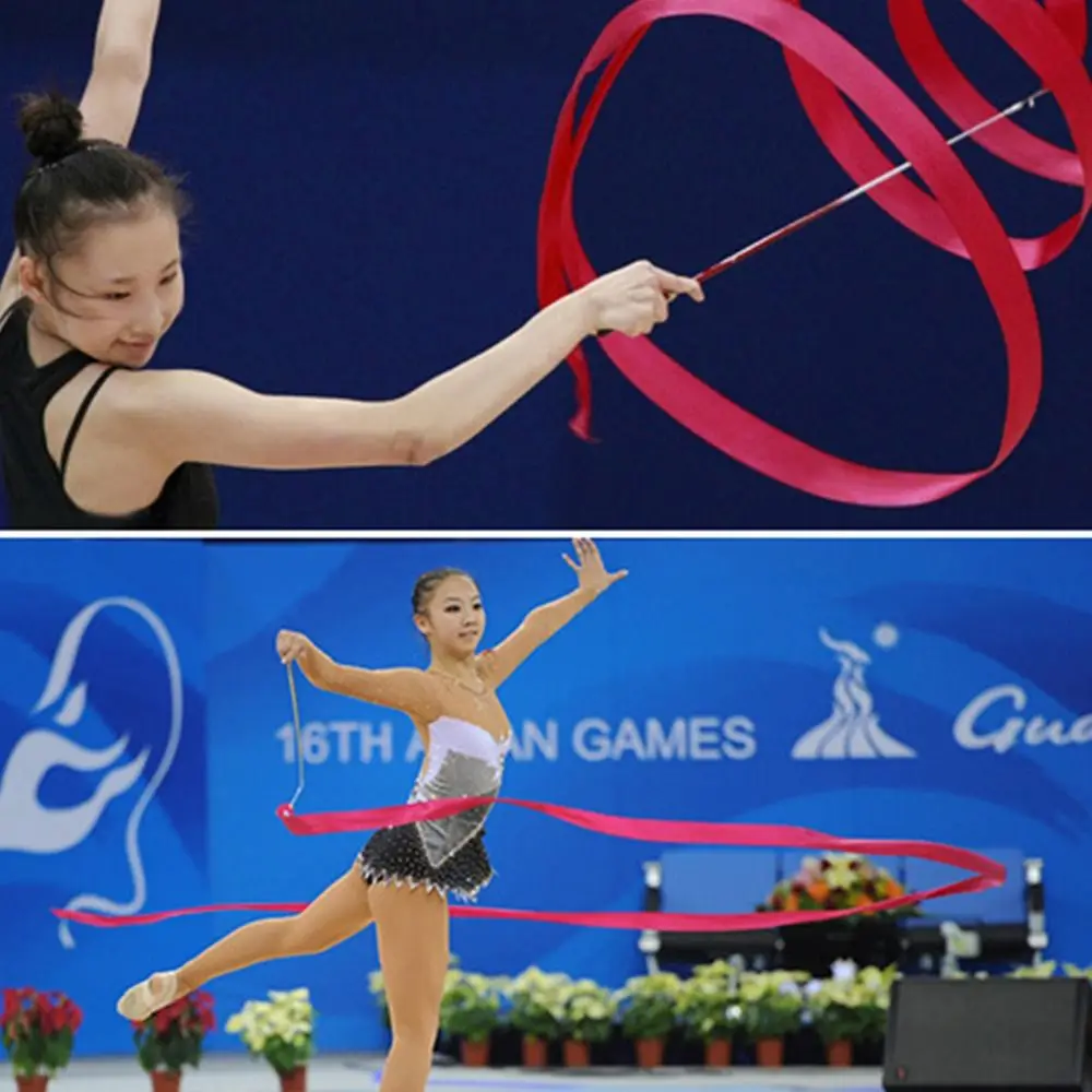 Stick Gymnastics Ribbon Ballet Streamer Dance Ribbon Artistic Gymnastics Ribbon Rhythmic Art Training Colorful Gym Ribbons