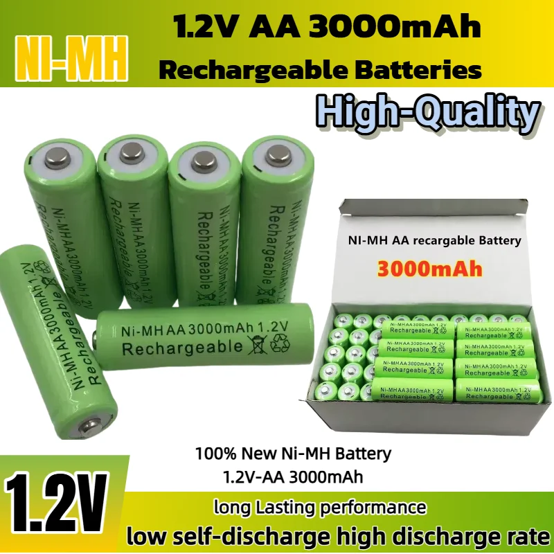 

AA 3000mAh 1.2V Quality Rechargeable battery aa 3000mAh Ni-MH Rechargeable battery for LED Torch Lantern Lighting