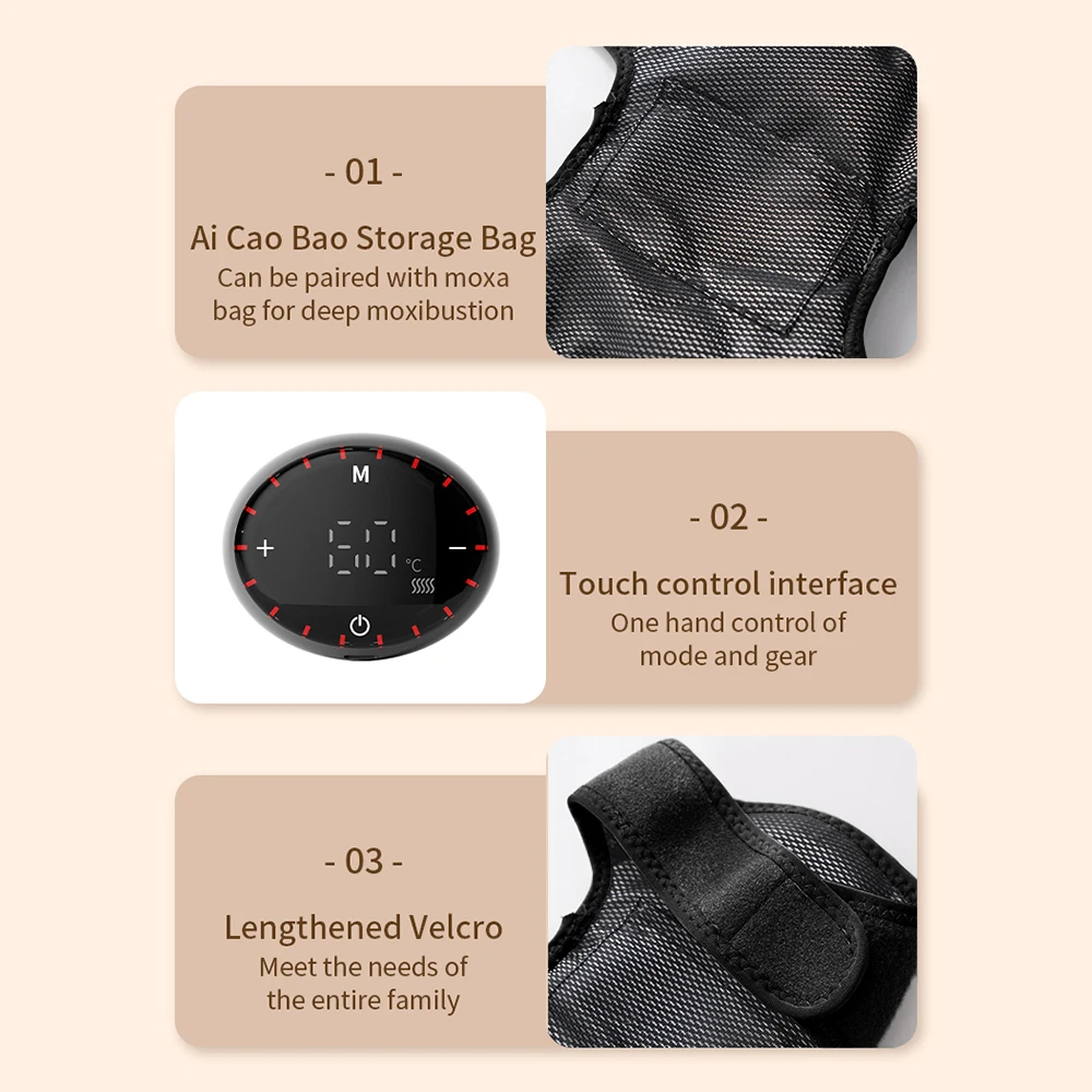 Heated Vibrating Knee Pads for Joint Far-infrared Knee,Shoulder & Elbow Pad 3 in 1 Brace Hot Compress USB Charging Warmer Strap
