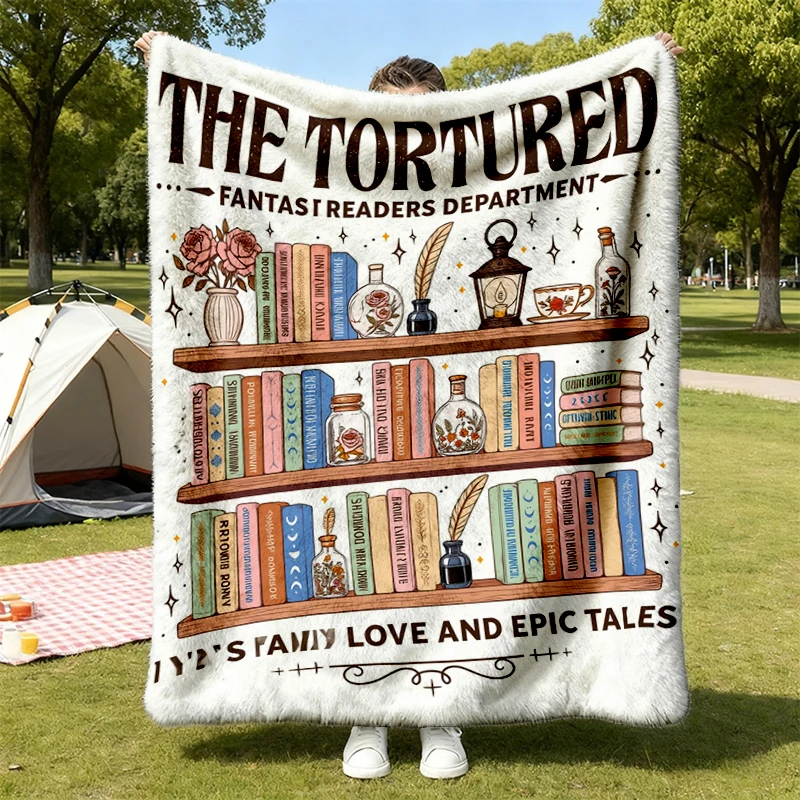 The Tortured Readers Department Flannel Throw, Fantasy Bookish Crewneck, BookTok Reader Gift, Cozy Bibliophile Merch