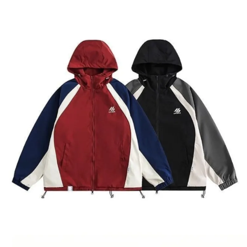 

Spring Summer Thin Outdoor Jackets for Men Vintage Hooded Jackets Loose Men's Windbreaker Women Sport Jakcet Casual Men Clothes