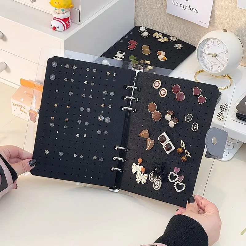 

Large Capacity Jewelry Storage Album Felt Cloth Loose Leaf Book Portable Transparent High Aesthetic Value for Earrings And Ba...