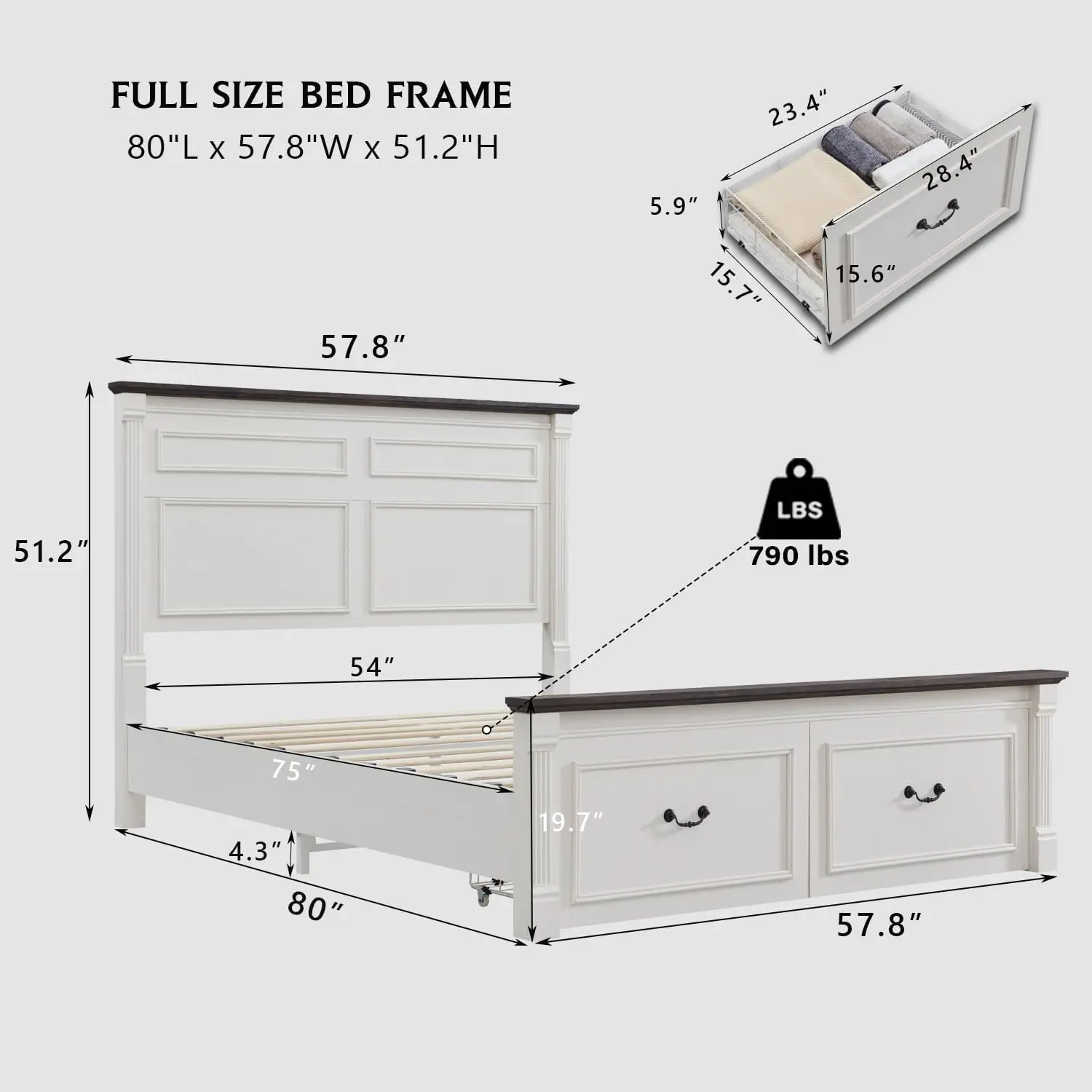 Wooden platform bed frame, 51