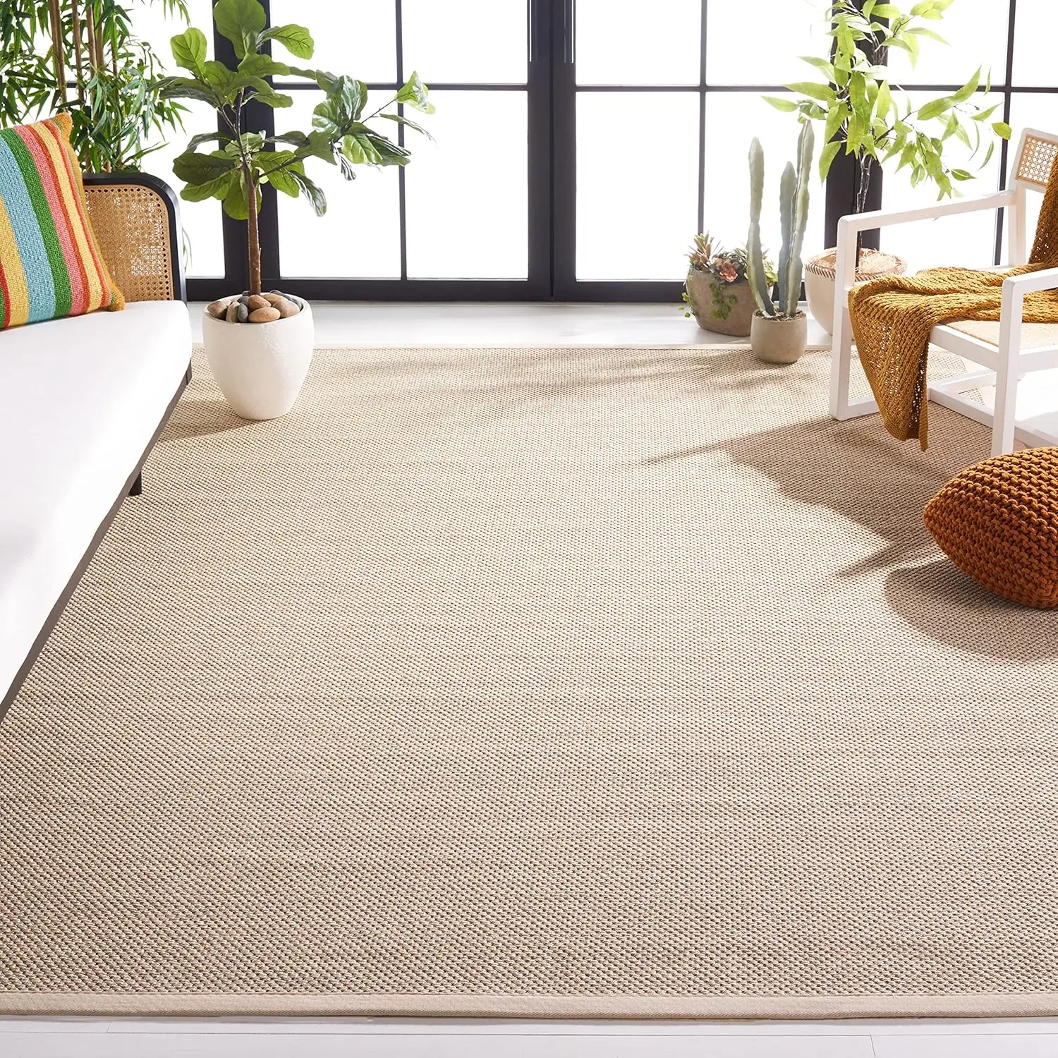 Border Sisal Design, Easy Care, Ideal for High Traffic Areas in Living Room, Bedroom (NF143C)