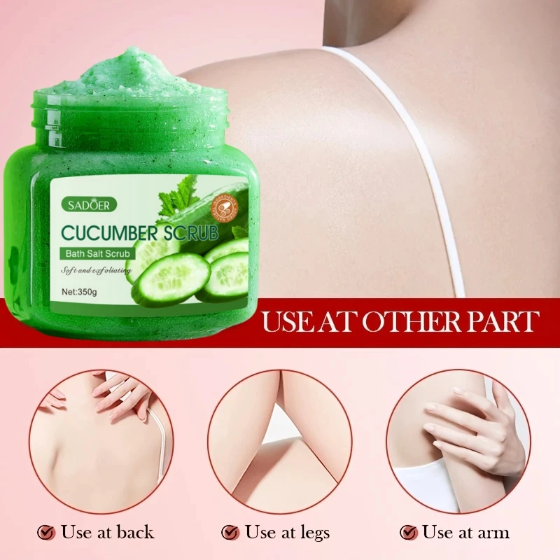 350g Cucumber Exfoliating Skin Cleansing Scrub, Containing Cucumber Ingredients, Moisturizing Shower and Bath Gel, Suitable for Smooth Light Beige Skin, Hypoallergenic Formula, Family Size 350G/12.35Oz, Suitable for All Light Beige Skin Types, Including Sensitive Skin and Pregnant Women, Daily Skincare Product, Fresh Fragrance, Natural Skincare Design, Fine Exfoliating Particles