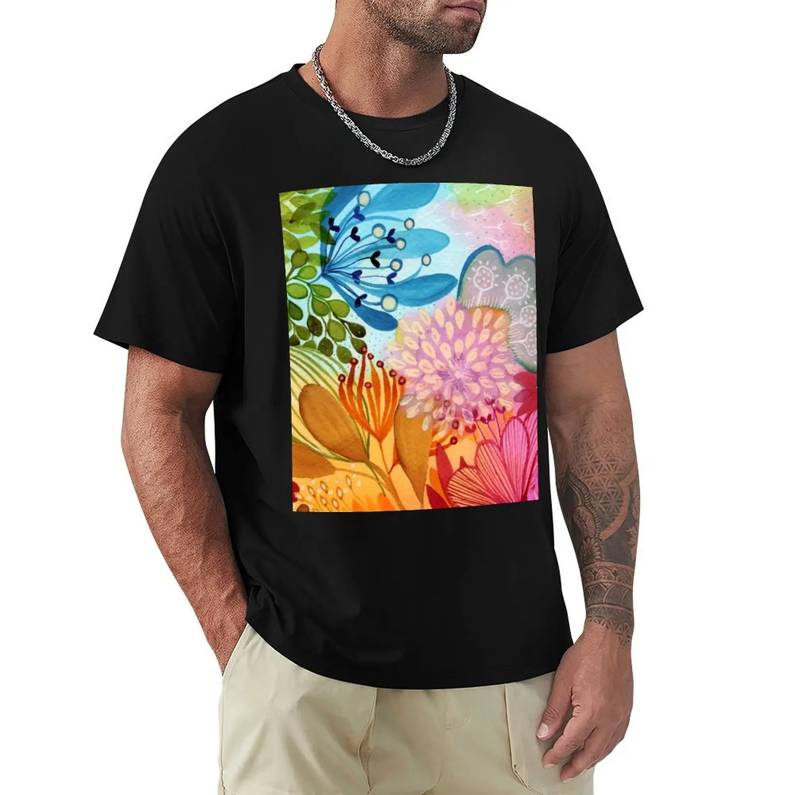 

Colourful summer garden T-Shirt Basic Daily Outfit Short Sleeve Tee