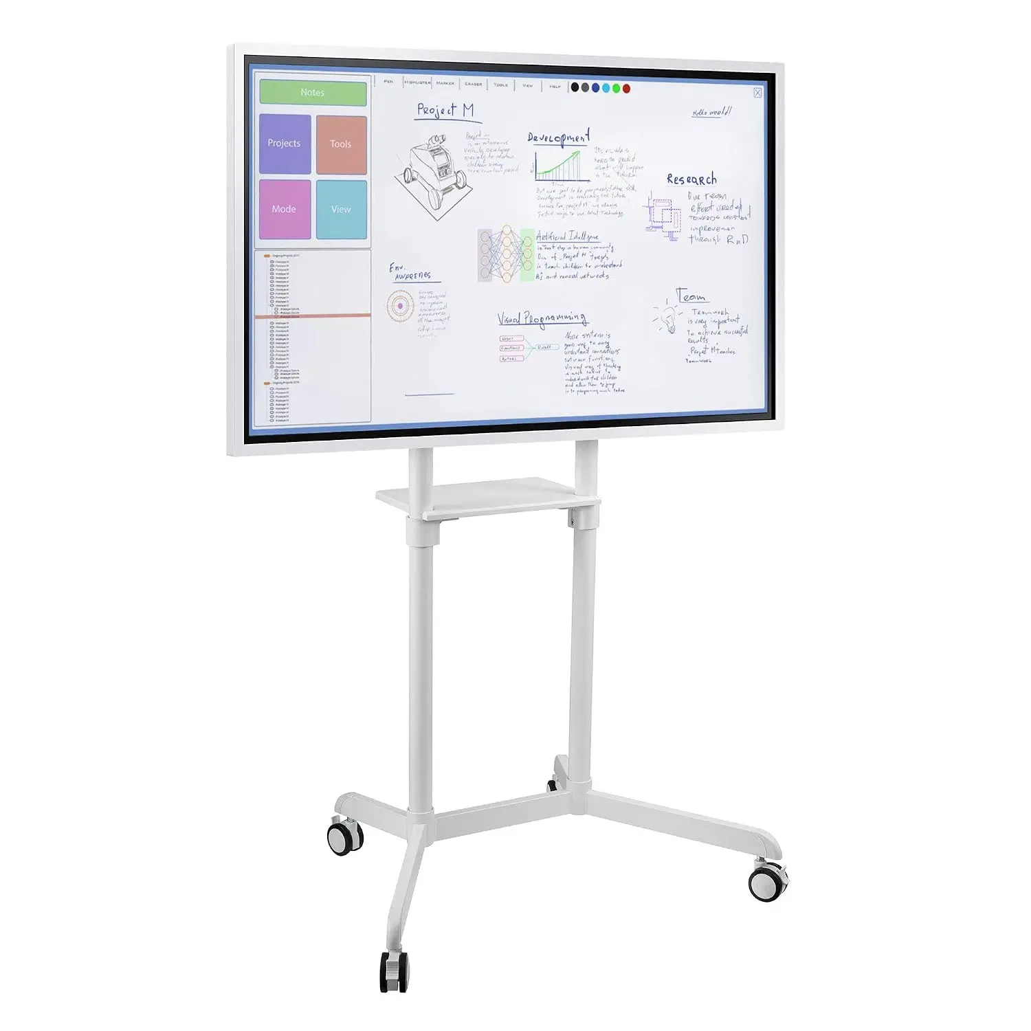 TV Stand With Shelf, Cable Management, Portrait & Landscape Rotation, Locking Wheels, 37-70