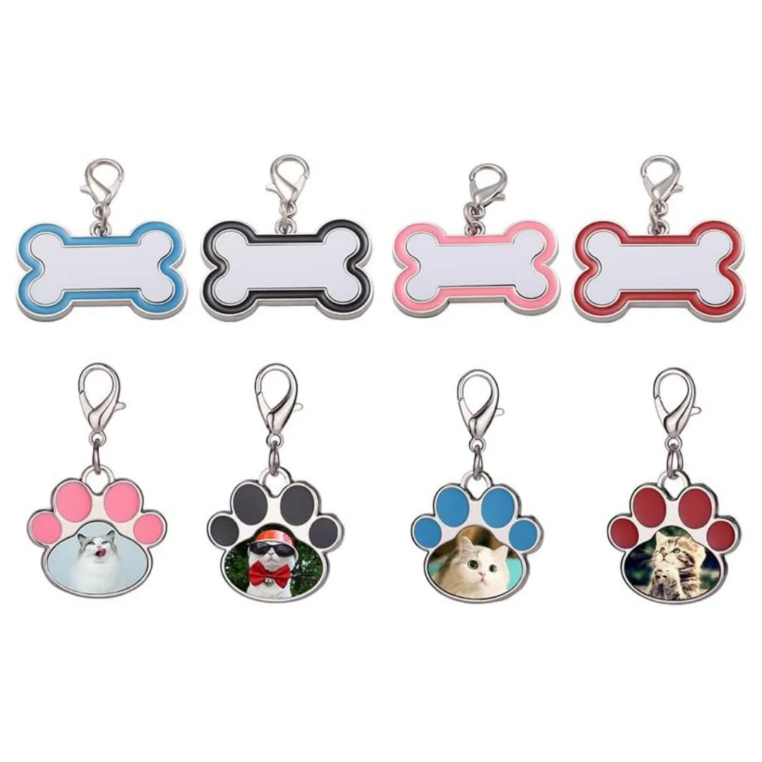 40 Pcs Sublimation Blank Dog Tags Bone Shaped DIY Heat Transfer Print Dog ID Tags Bone Shaped Pet Name Tags Dog Collar Tags