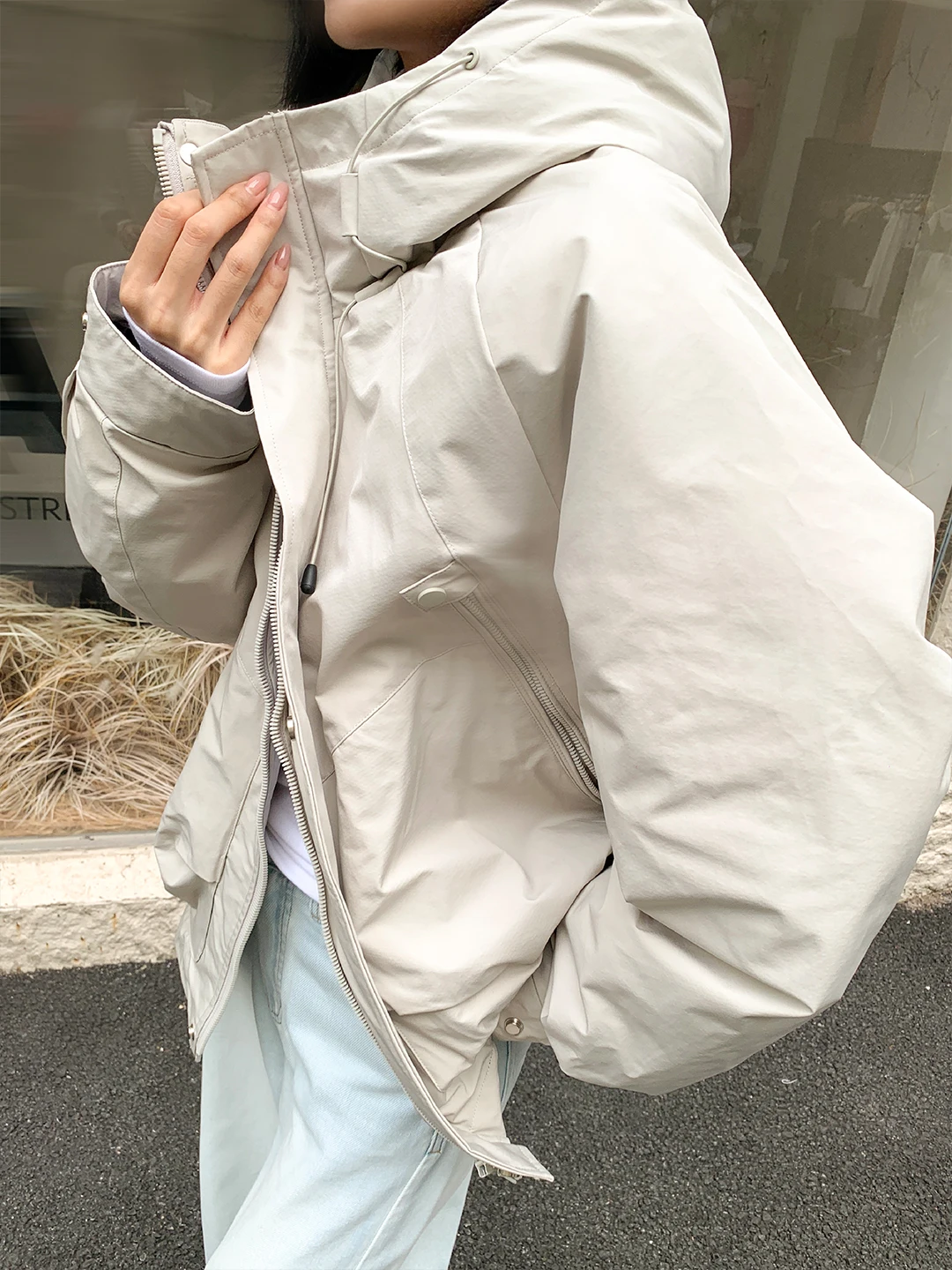 

ZOCHEEO 90, белый ду пуховик Jaet, зимняя ветрозащитная свободная спортивная одежда с капюшоном и высоким воротником для пешего туризма, верхняя одежда Jaet