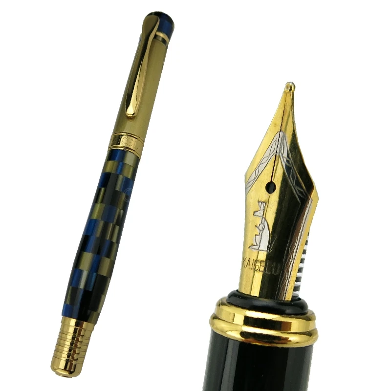 Kaigelu 336 Exquisite Marble Celluloid Fountain Pen Iridium Medium Nib Blue Pattern Business Writing Gift Pen