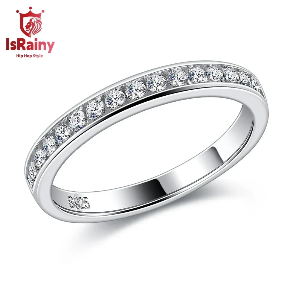 IsRainy Pass Diamond Test D Color 1.7MM Round Cut Moissanite Rings For Women Men Anniversary 925 Sterling Silver Fine Jewelry