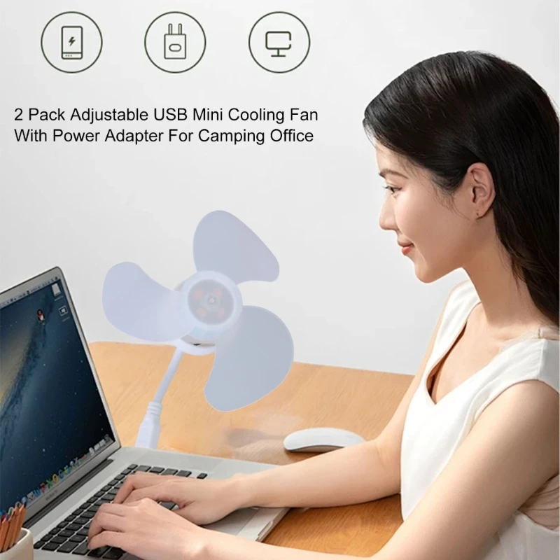 USB Fan Quiet Operate Desk Fan for Travel and Desk Use Adjustable Angles Fan