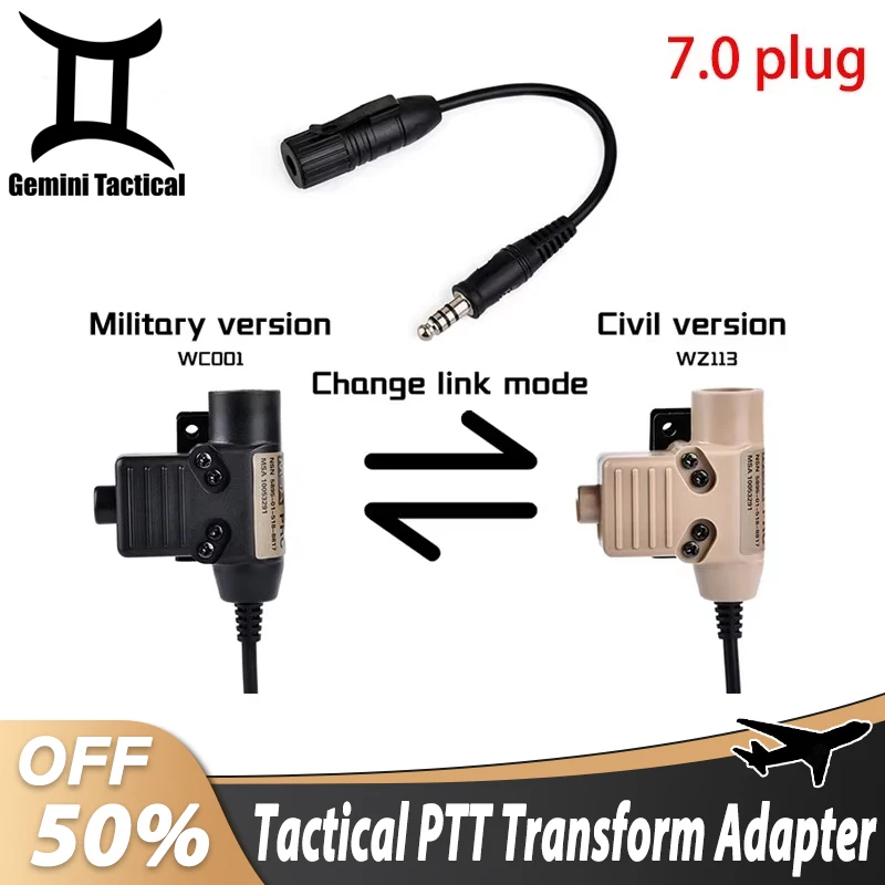 

Tactical Headset Wiring Transform Adapter Full Series Headphone U94 PTT Adapters Softair Militry Headsets Converter Accessories