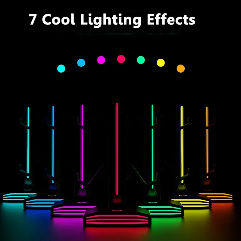 Desktop Display Multi Functional Sturdy Shelf Headphone Gaming Handle Stand RGB Light Music Headset Hanger with Type-C 2USB Port view 4