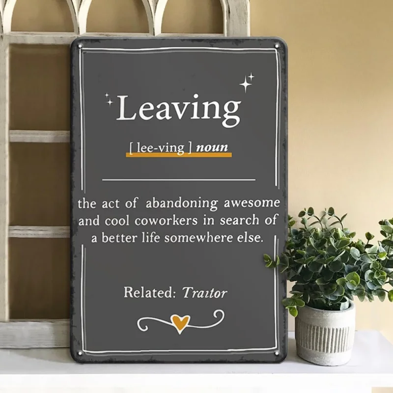 Regalos de jubilación, letrero de compañero de trabajo para mujeres y hombres, letreros de estaño de metal vintage, regalo de jubilación, decoraciones de jubilación, jubilación G